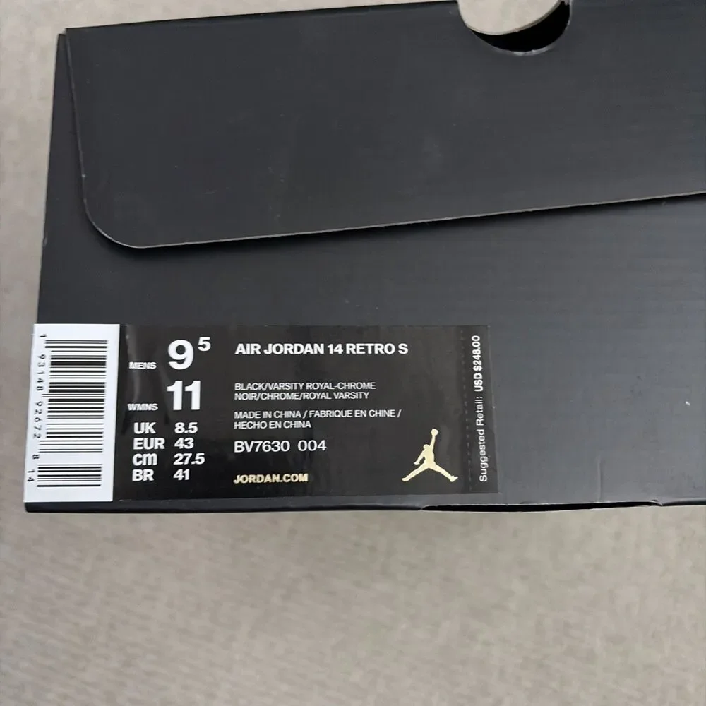 ULTRA RARE NEW Size 9.5 - Supreme x Air Jordan 14 Retro Black Varsity Royal